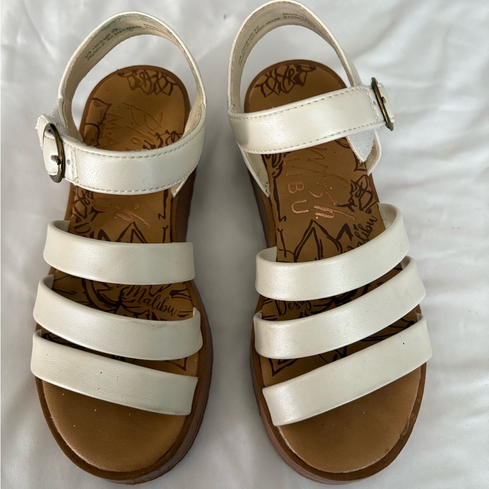 Blowfish Malibu White Strappy Sandals with Velcro closure